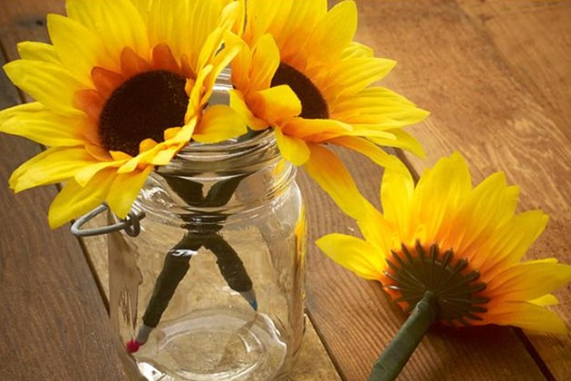 DIY sunflower pens in a jar.