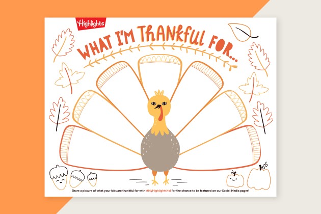 Printable Turkey Placemat for Thanksgiving