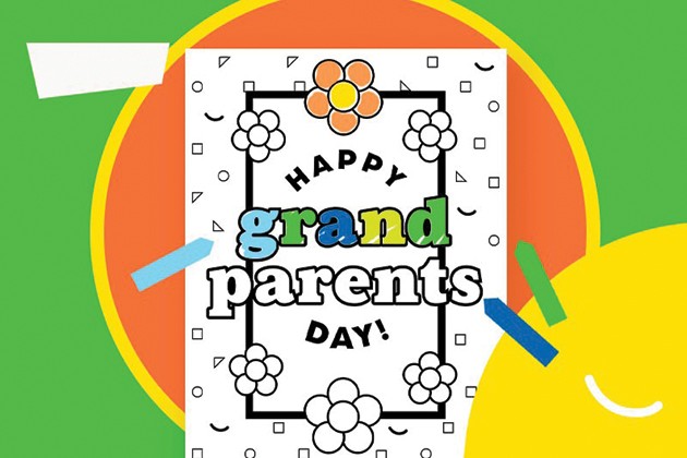 A Grandparents Day printable card for kids to color and give.